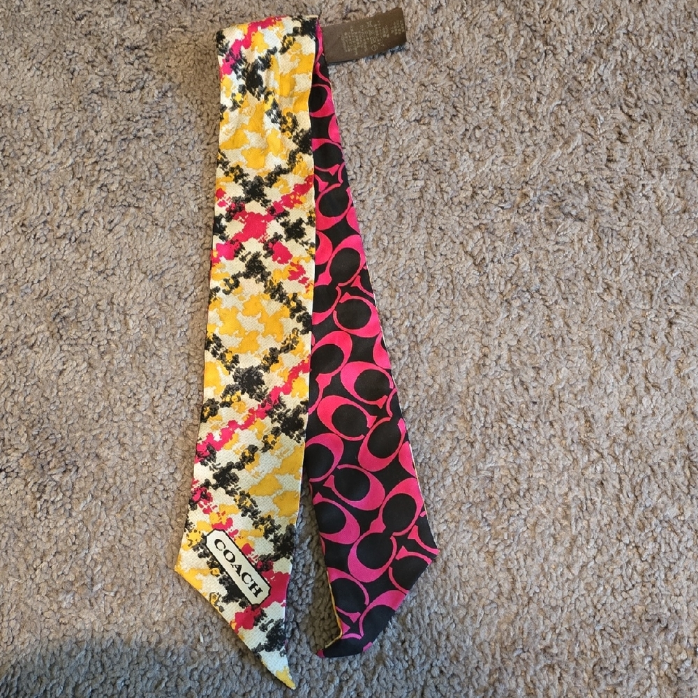 Coach Vibrant Yellow and Pink Reversible Tie